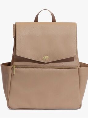 Freshly Picked Taupe Leather Backpack Diaper Bag